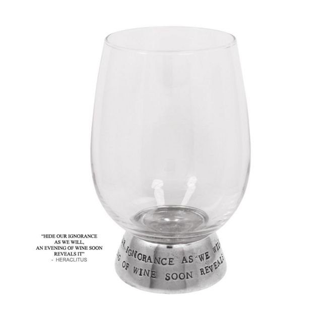 Image 1 of Evening Of Wine Philosophers Quote Stylish Pewter Accent Wine Glass