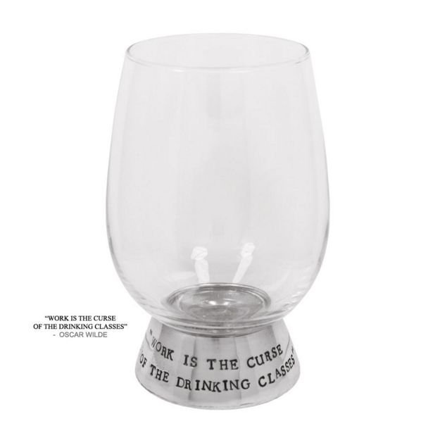 Image 1 of Drinking Classes Literates Quote Stylish Pewter Accent Wine Glass