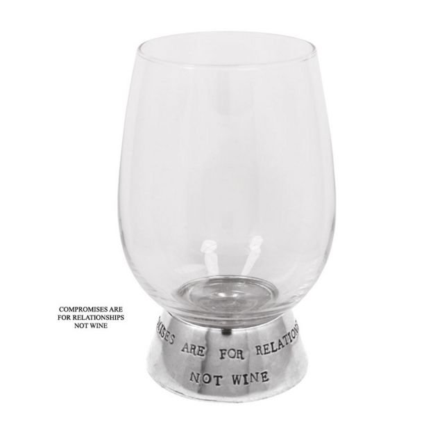 Image 1 of Compromises Words Of Wisdom Quote Stylish Pewter Accent Wine Glass
