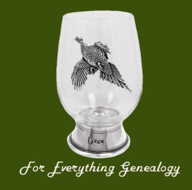 Image 0 of Pheasant Bird Themed Stylish Pewter Motif Accent Contemporary Wine Glass