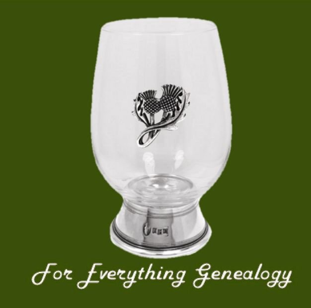 Image 0 of Scottish Thistle Themed Stylish Pewter Motif Accent Contemporary Wine Glass