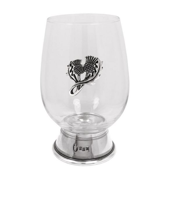 Image 1 of Scottish Thistle Themed Stylish Pewter Motif Accent Contemporary Wine Glass