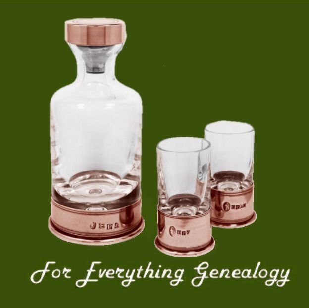 Image 0 of Rose Pewter Copper Plated Crystal Mini Decanter Shotglass Boxed Set