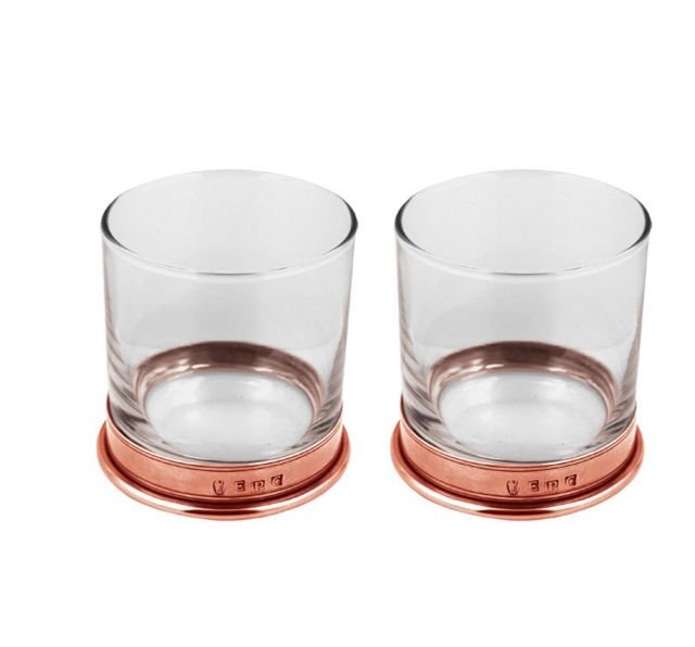 Image 1 of Rose Stylish Pewter Copper Plated Double Tumbler Glass Boxed Set