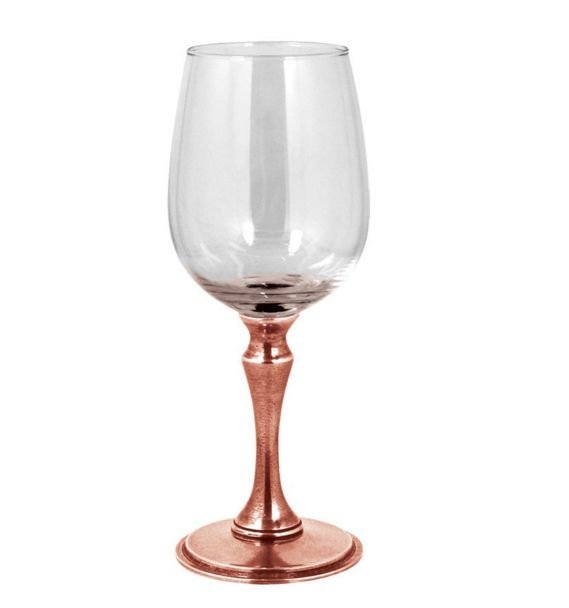 Image 1 of Rose Stylish Pewter Copper Plated Stem Single Wine Glass Boxed 