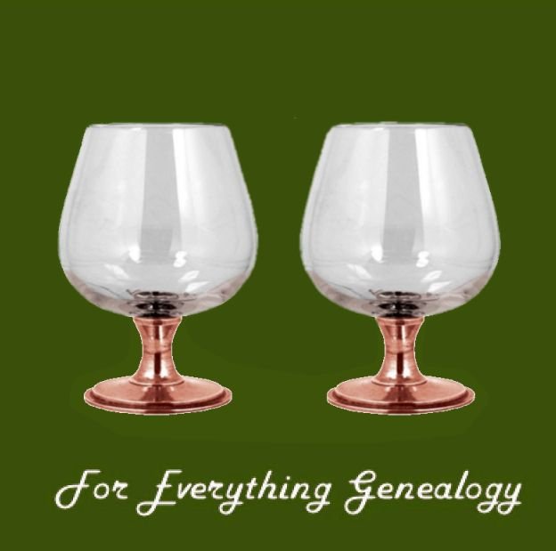 Image 0 of Rose Stylish Pewter Copper Plated Stem Double Brandy Glass Boxed Set