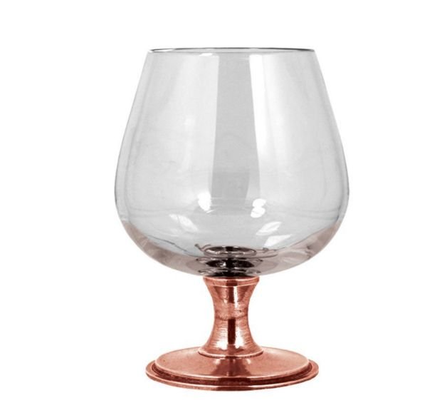 Image 1 of Rose Stylish Pewter Copper Plated Stem Single Brandy Glass Boxed 