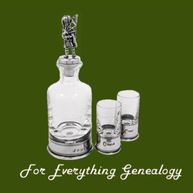 Image 0 of Scottish Bagpiper Themed Pewter Crystal Mini Decanter Shotglass Boxed Set