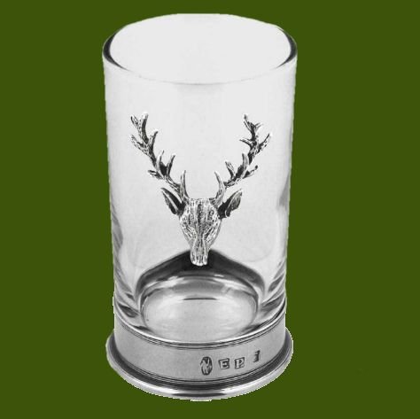 Image 0 of Proud Stag Themed 12cm Single Hiball Stylish Pewter Accent Spirit Glass