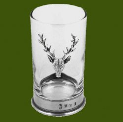 Proud Stag Themed 12cm Single Hiball Stylish Pewter Accent Spirit Glass