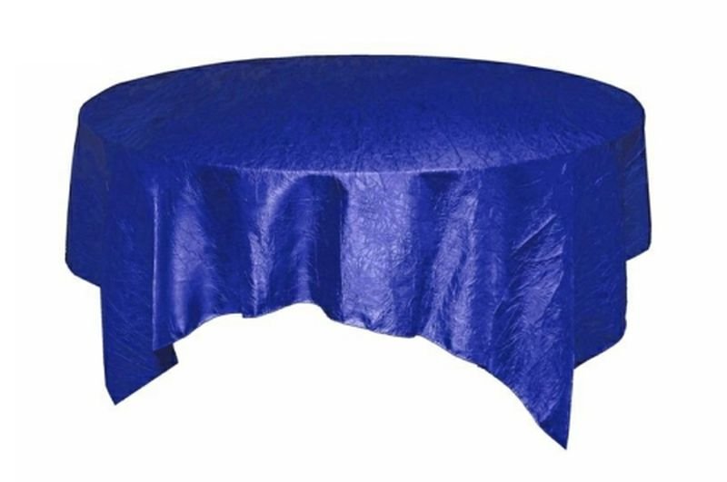 Image 1 of Royal Blue Taffeta Crinkle Table Overlay Decorations 72 inches x 10