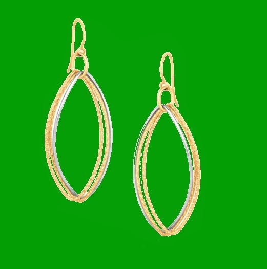 Image 0 of 14K Two Tone Gold Triple Interlinked Oval Hoop Earrings 