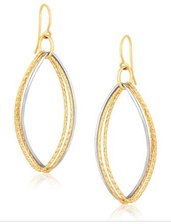Image 1 of 14K Two Tone Gold Triple Interlinked Oval Hoop Earrings 