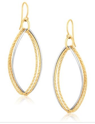 Image 1 of 14K Two Tone Gold Triple Interlinked Oval Hoop Earrings 