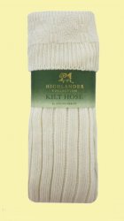 Ecru White Wool Blend Ribbed Full Length Mens Kilt Hose Socks 