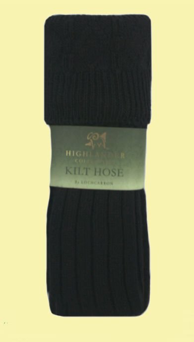 Image 0 of Black Wool Blend Ribbed Full Length Mens Kilt Hose Socks 