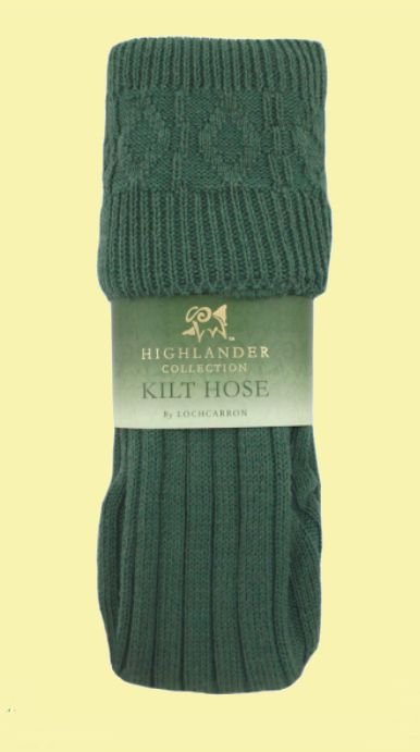 Image 0 of Ancient Green Wool Blend Ribbed Full Length Mens Kilt Hose Socks 