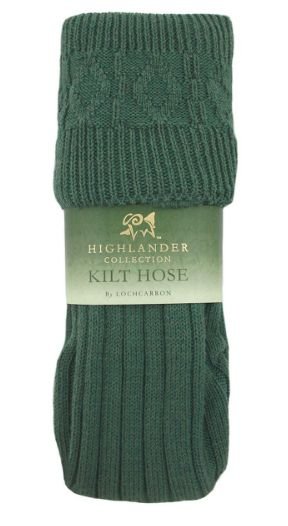 Image 1 of Ancient Green Wool Blend Ribbed Full Length Mens Kilt Hose Socks 