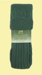 Ancient Green Wool Blend Ribbed Full Length Mens Kilt Hose Socks 