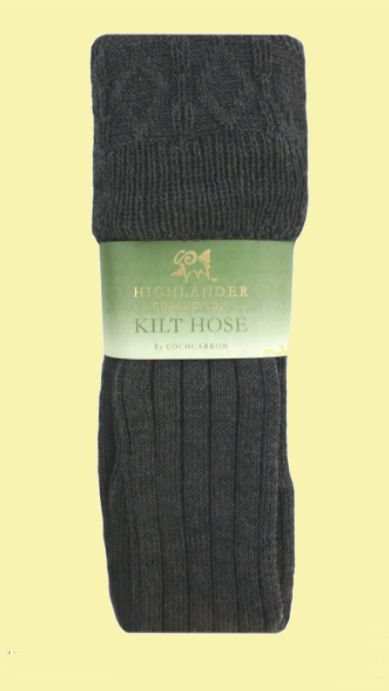 Image 0 of Charcoal Wool Blend Ribbed Full Length Mens Kilt Hose Socks 
