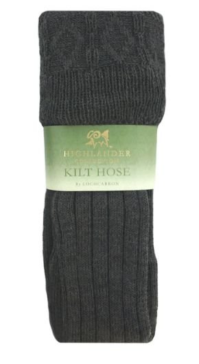 Image 1 of Charcoal Wool Blend Ribbed Full Length Mens Kilt Hose Socks 