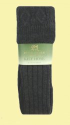 Charcoal Wool Blend Ribbed Full Length Mens Kilt Hose Socks 