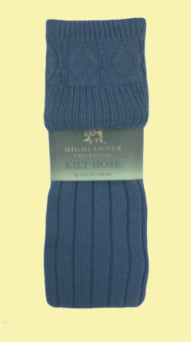 Image 0 of Ancient Blue Wool Blend Ribbed Full Length Mens Kilt Hose Socks 