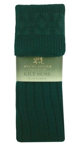 Image 1 of Bottle Green Wool Blend Ribbed Full Length Mens Kilt Hose Socks 