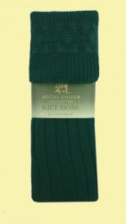 Bottle Green Wool Blend Ribbed Full Length Mens Kilt Hose Socks 