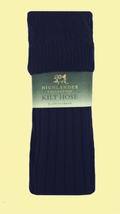 Image 0 of Navy Blue Wool Blend Ribbed Full Length Mens Kilt Hose Socks 