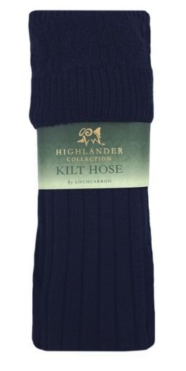 Image 1 of Navy Blue Wool Blend Ribbed Full Length Mens Kilt Hose Socks 