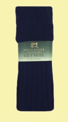 Navy Blue Wool Blend Ribbed Full Length Mens Kilt Hose Socks 