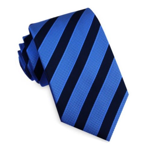 Image 1 of Black Blue Diagonal Textured Stripes Formal Wedding Straight Mens Neck Tie  