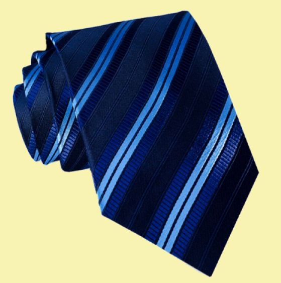 Image 0 of Sky Blue Navy Diagonal Stripes Formal Wedding Straight Mens Neck Tie 