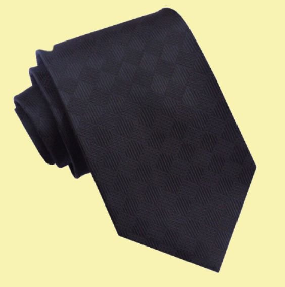 Image 0 of Black Diamond Textured Pattern Formal Wedding Straight Mens Neck Tie 