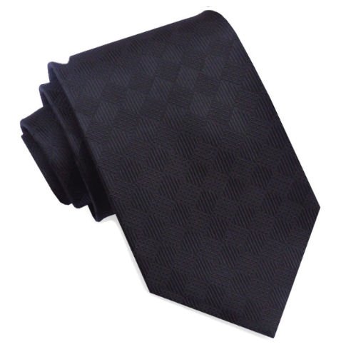 Image 1 of Black Diamond Textured Pattern Formal Wedding Straight Mens Neck Tie 