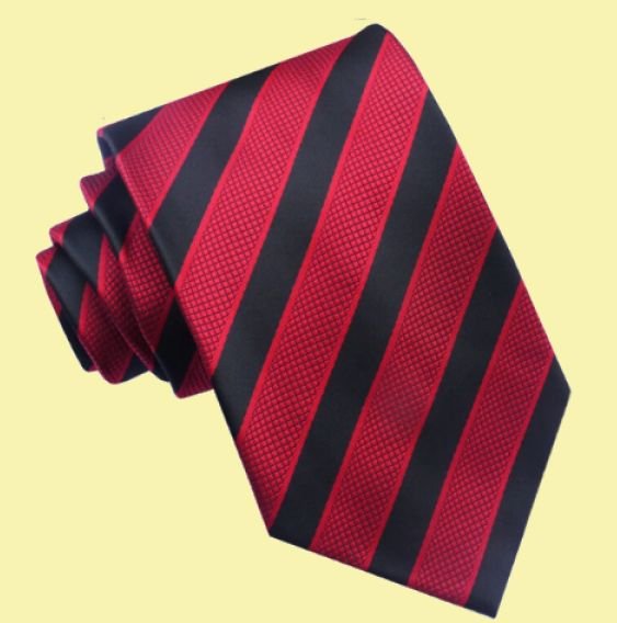 Image 0 of Black Red Diagonal Textured Stripes Formal Wedding Straight Mens Neck Tie 