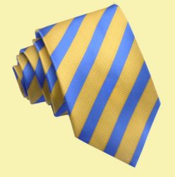 Blue Yellow Diagonal Textured Stripes Formal Wedding Straight Mens Neck Tie  