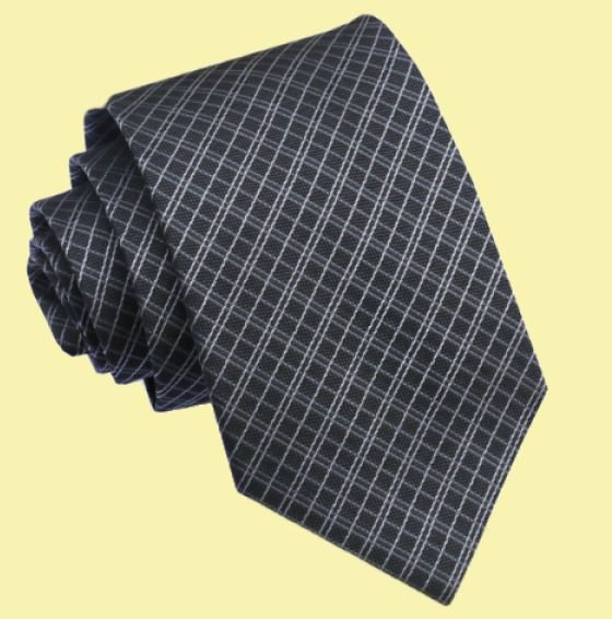 Image 0 of Black Grey Diagonal Crosshatch Formal Wedding Straight Mens Neck Tie 