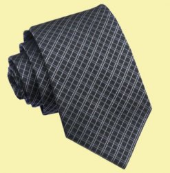 Black Grey Diagonal Crosshatch Formal Wedding Straight Mens Neck Tie 