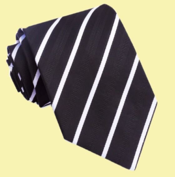Image 0 of Black White Diagonal Thin Stripes Formal Wedding Straight Mens Neck Tie 