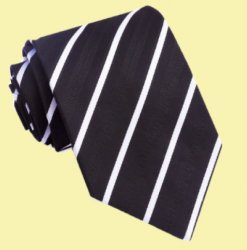 Black White Diagonal Thin Stripes Formal Wedding Straight Mens Neck Tie 