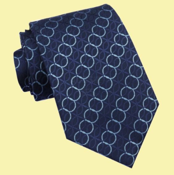 Image 0 of Dark Midnight Blue Cascading Rings Formal Wedding Straight Mens Neck Tie 