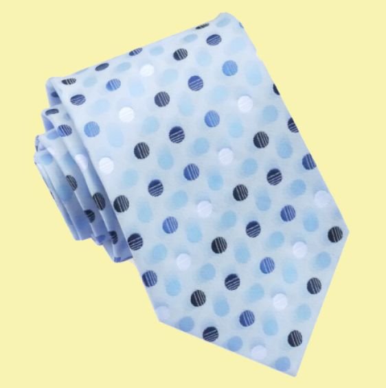 Image 0 of Dark Blue White Light Blue Polka Dots Formal Wedding Straight Mens Neck Tie 