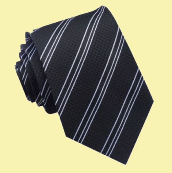 Image 0 of Black White Stripes Textured Formal Wedding Straight Mens Neck Tie 