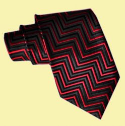 Black Red Zigzag Pattern Formal Wedding Straight Mens Neck Tie 