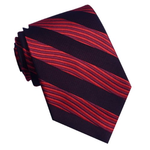 Image 1 of Black Red Shades Wave Stripes Formal Wedding Straight Mens Neck Tie