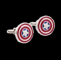 Captain America Formal Groomsmen Groom Wedding Mens Cufflinks Two Sets