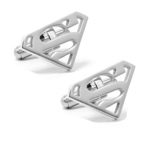 Image 1 of Superman Silver Formal Groomsmen Groom Wedding Mens Cufflinks Two Sets