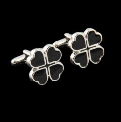 Four Leaf Clover Formal Groomsmen Groom Wedding Mens Cufflinks Two Sets